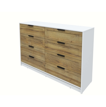 Kомод Тренд КТ-К157 (Белый платинум ЛДСП/ Дуб вотан ЛМДФ) Ш1565 В1020 Г451